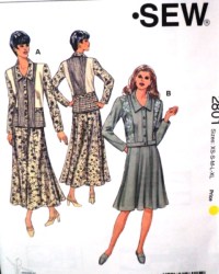 2801 KWIK SEW UNLINED INSET COLOR BLOK JACKET, 8 GORE SKIRT PATTERN XS-XL